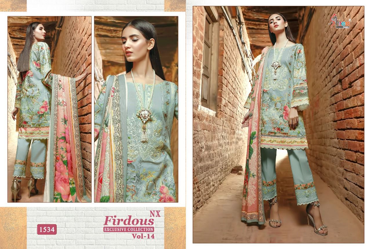 shree fab firdous exclusive collection vol 14 nx cotton regal look salwar suit with siffon dupatta catalog