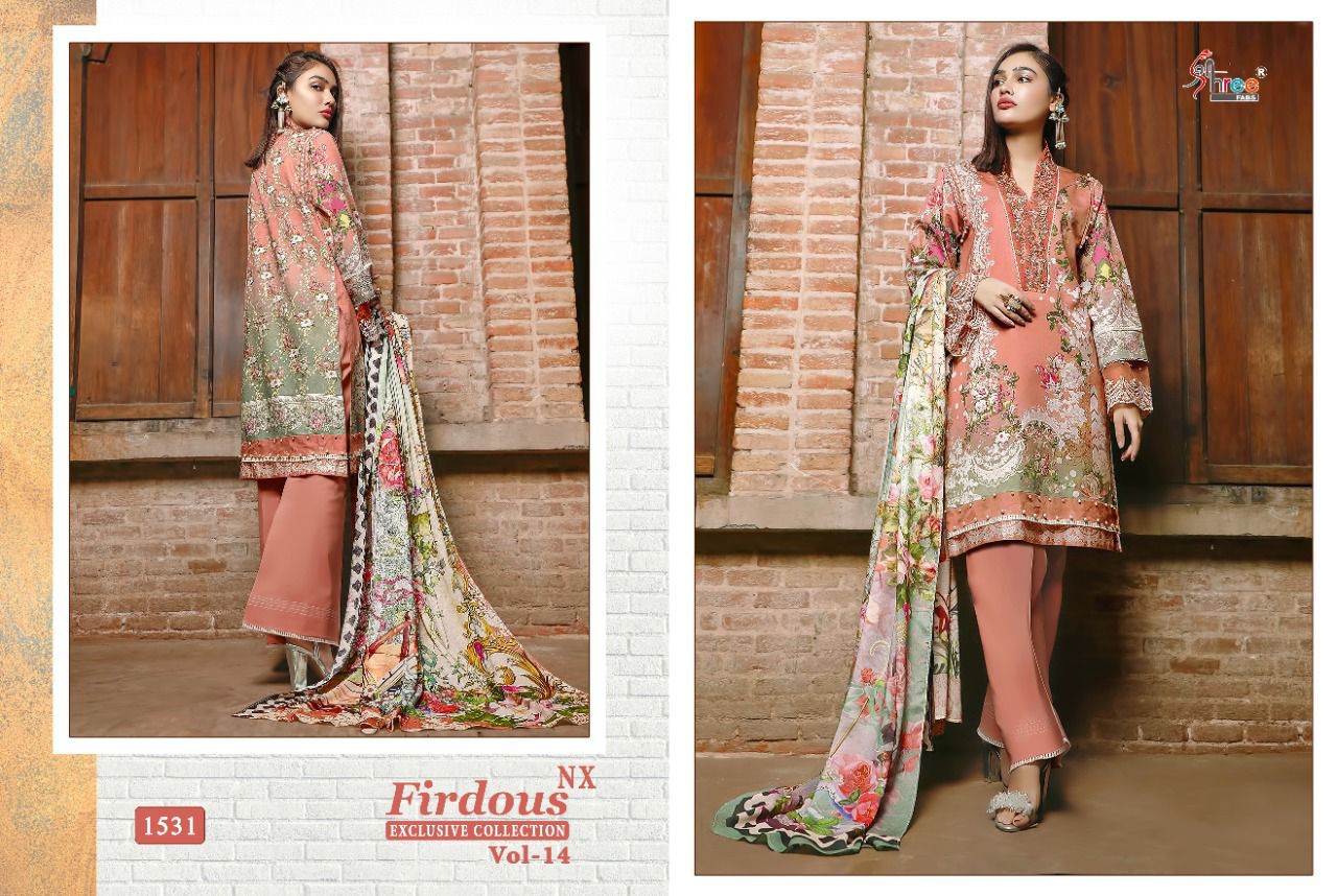 shree fab firdous exclusive collection vol 14 nx cotton regal look salwar suit with siffon dupatta catalog