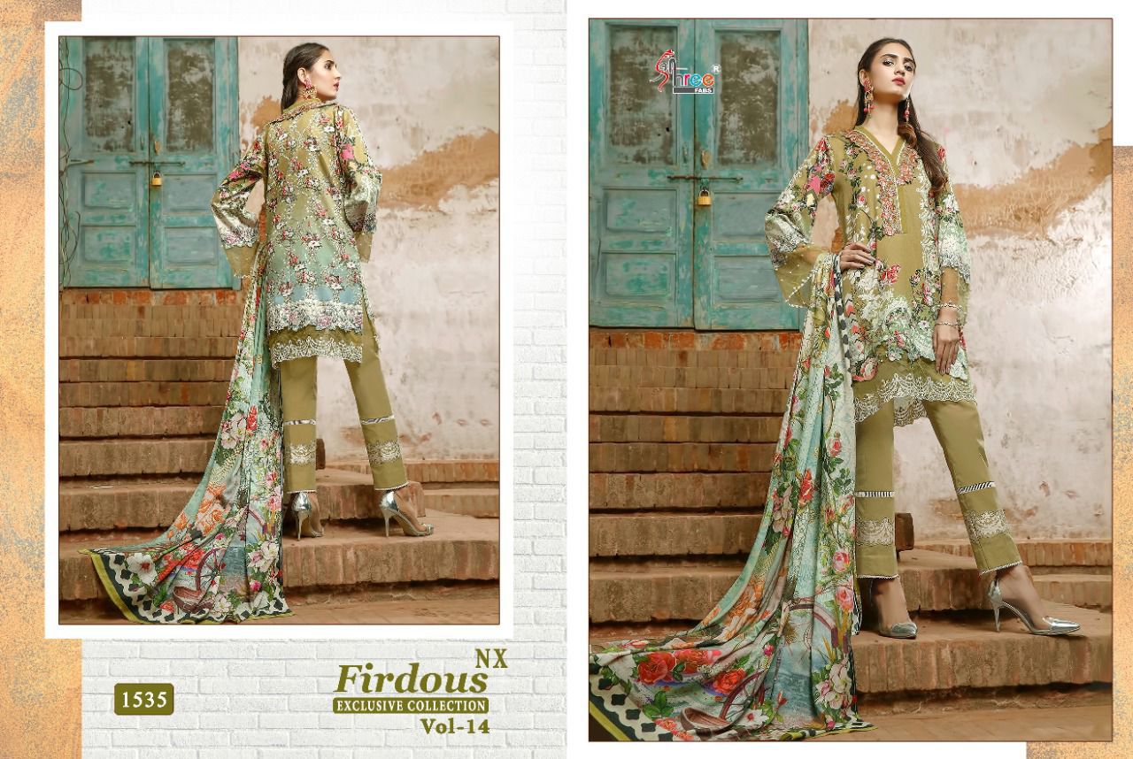 shree fab firdous exclusive collection vol 14 nx cotton regal look salwar suit with siffon dupatta catalog