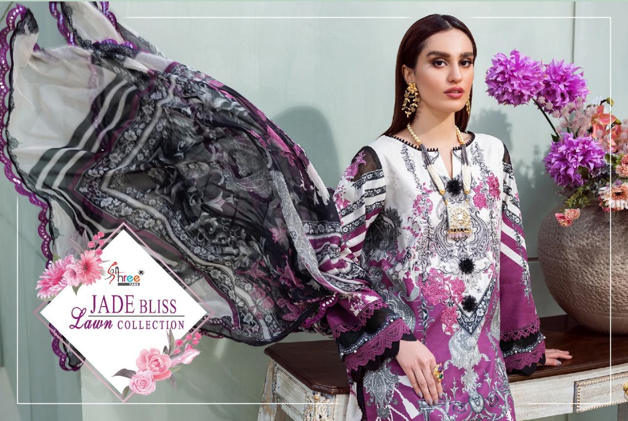 shree fab jade bliss lawn collection lawn cotton elegant look salwar suit with cotton dupatta catalog