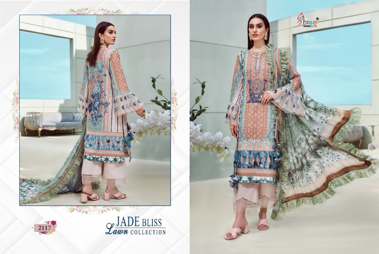 shree fab jade bliss lawn collection lawn cotton elegant look salwar suit with cotton dupatta catalog