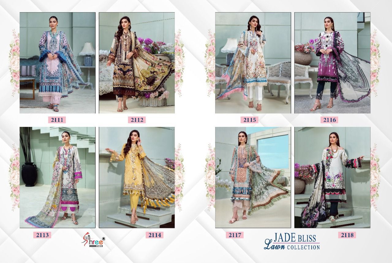 shree fab jade bliss lawn collection lawn cotton elegant look salwar suit with cotton dupatta catalog