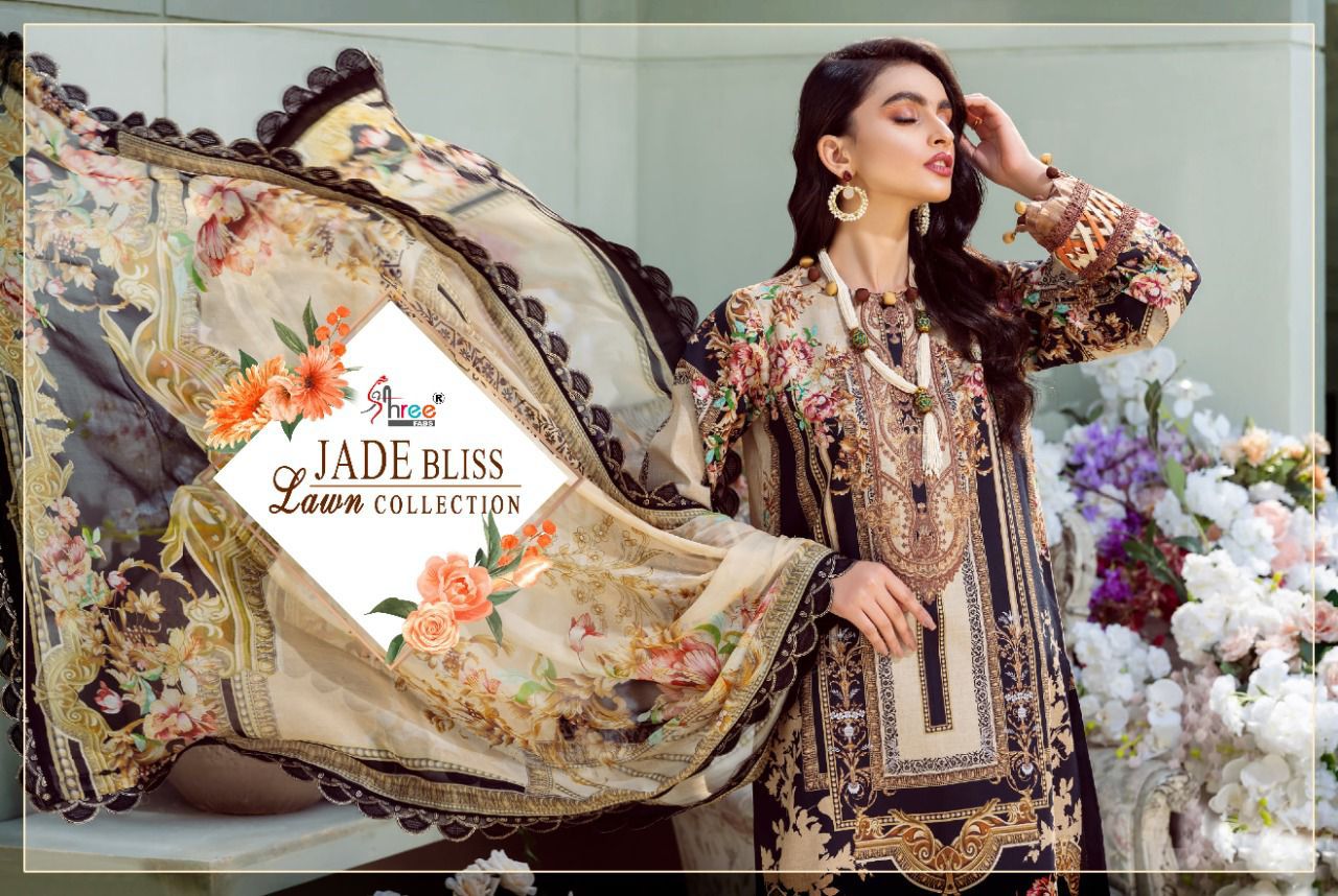 shree fab jade bliss lawn collection lawn cotton elegant look salwar suit with cotton dupatta catalog