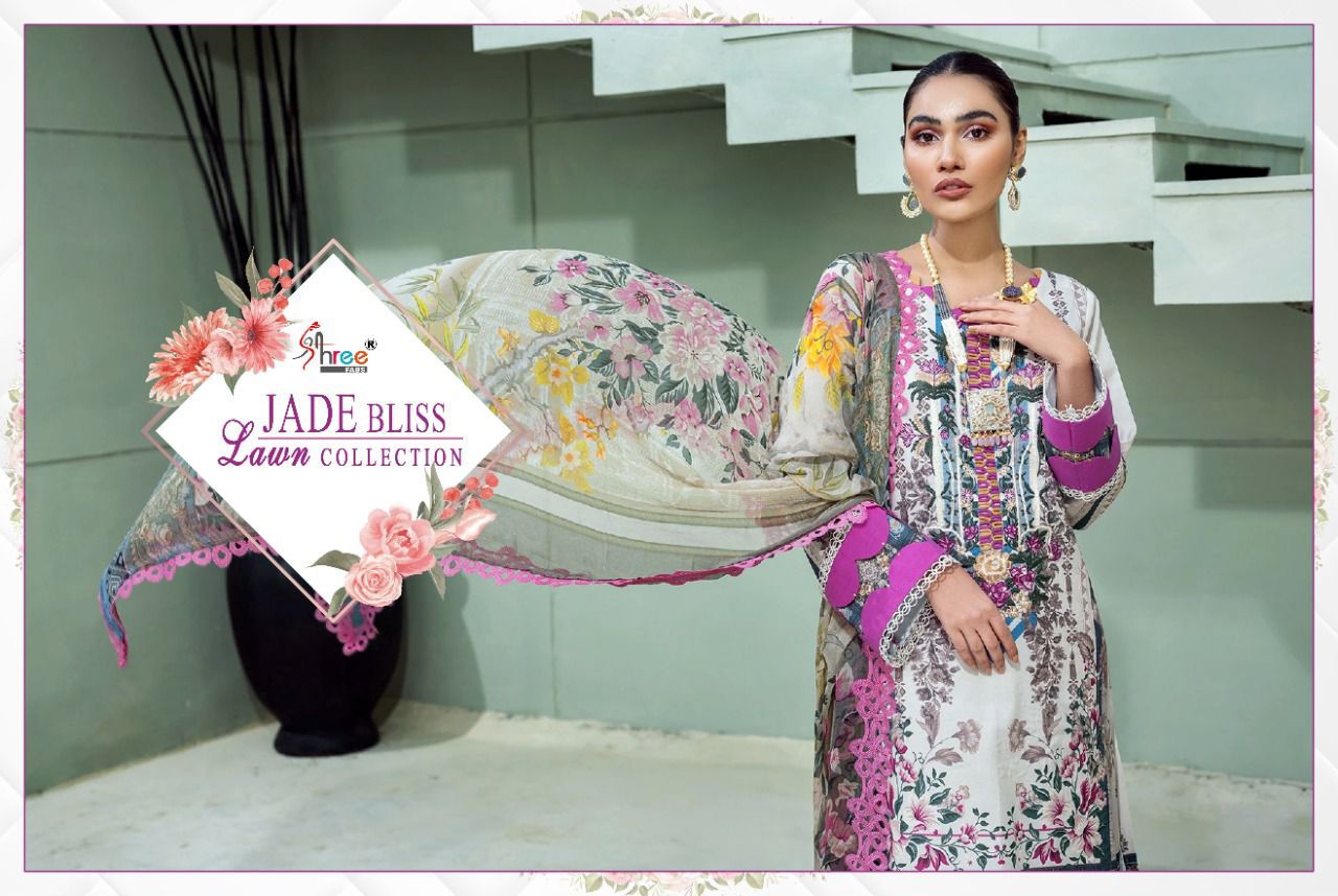 shree fab jade bliss lawn collection lawn cotton elegant look salwar suit with cotton dupatta catalog