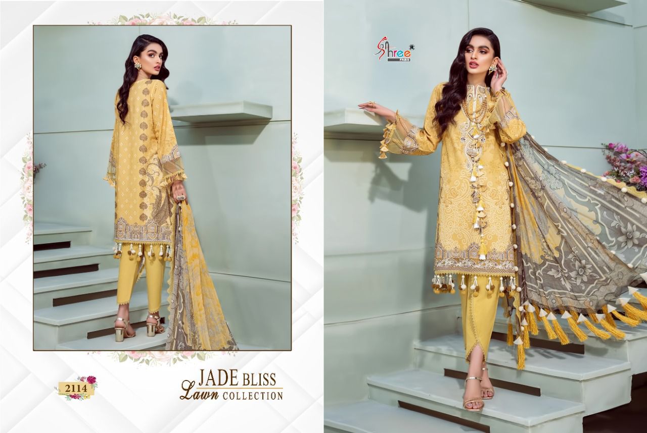 shree fab jade bliss lawn collection lawn cotton elegant look salwar suit with cotton dupatta catalog