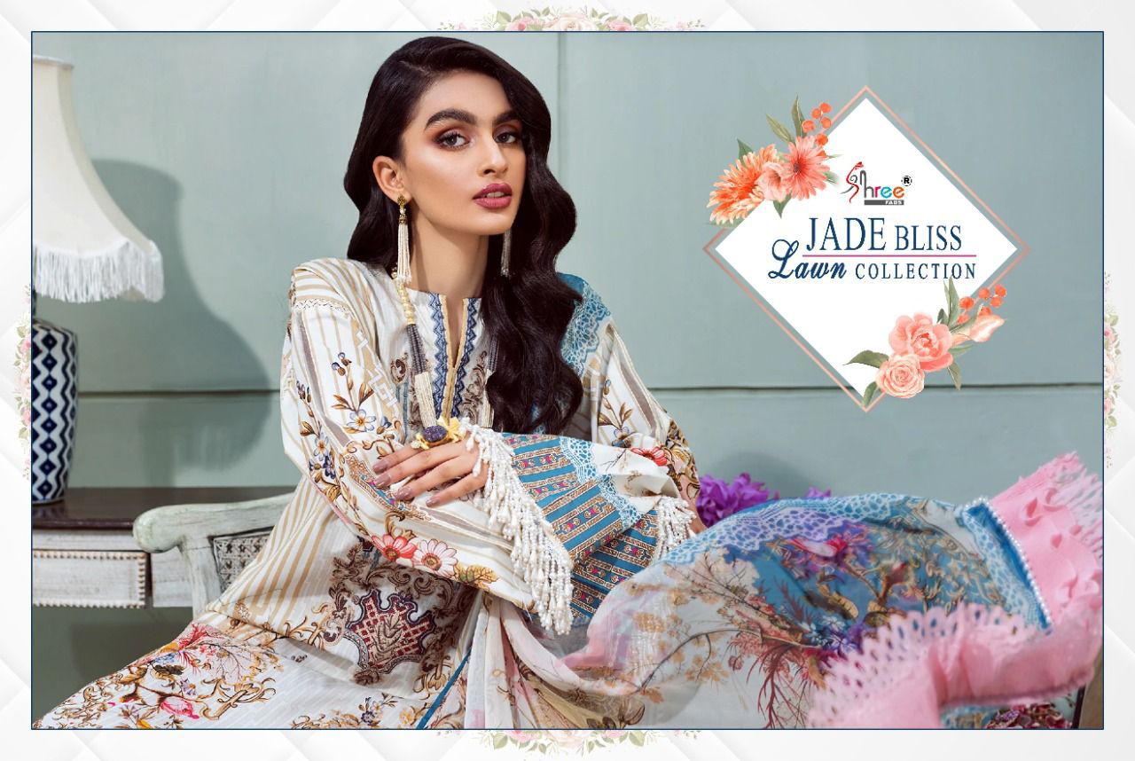 shree fab jade bliss lawn collection lawn cotton elegant look salwar suit with cotton dupatta catalog