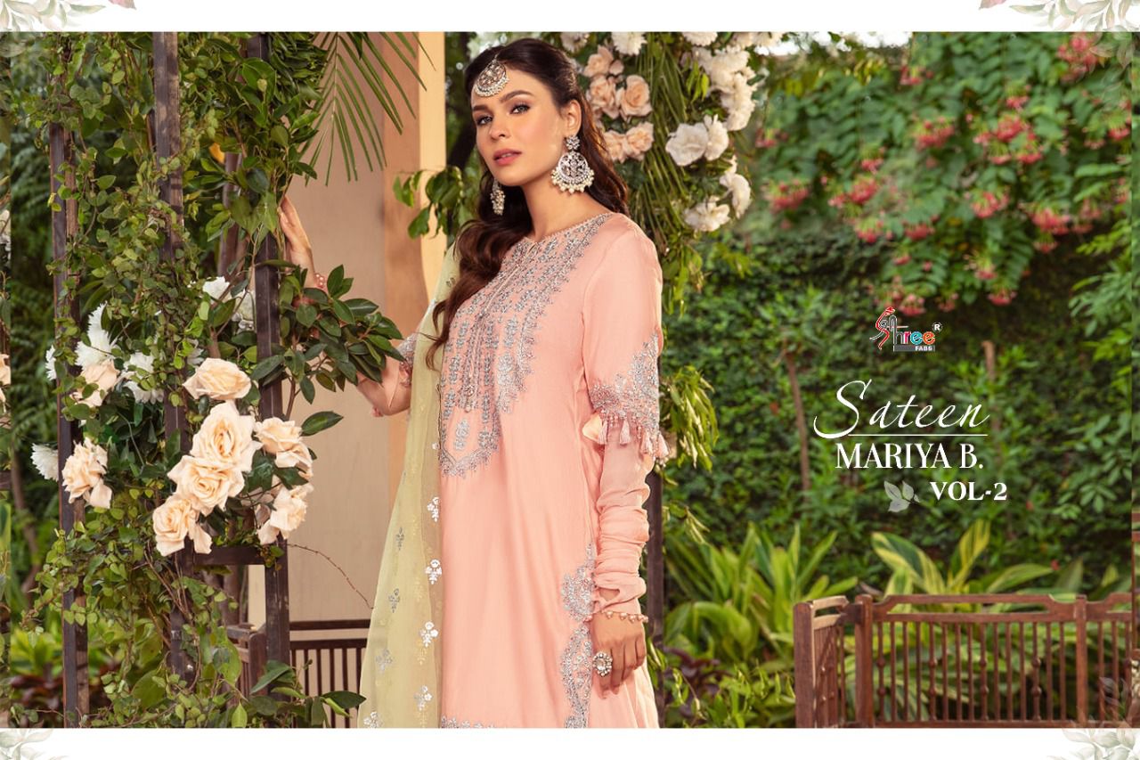 shree fab sateen mariya b vol 2 cotton authentic fabric salwar suit catalog