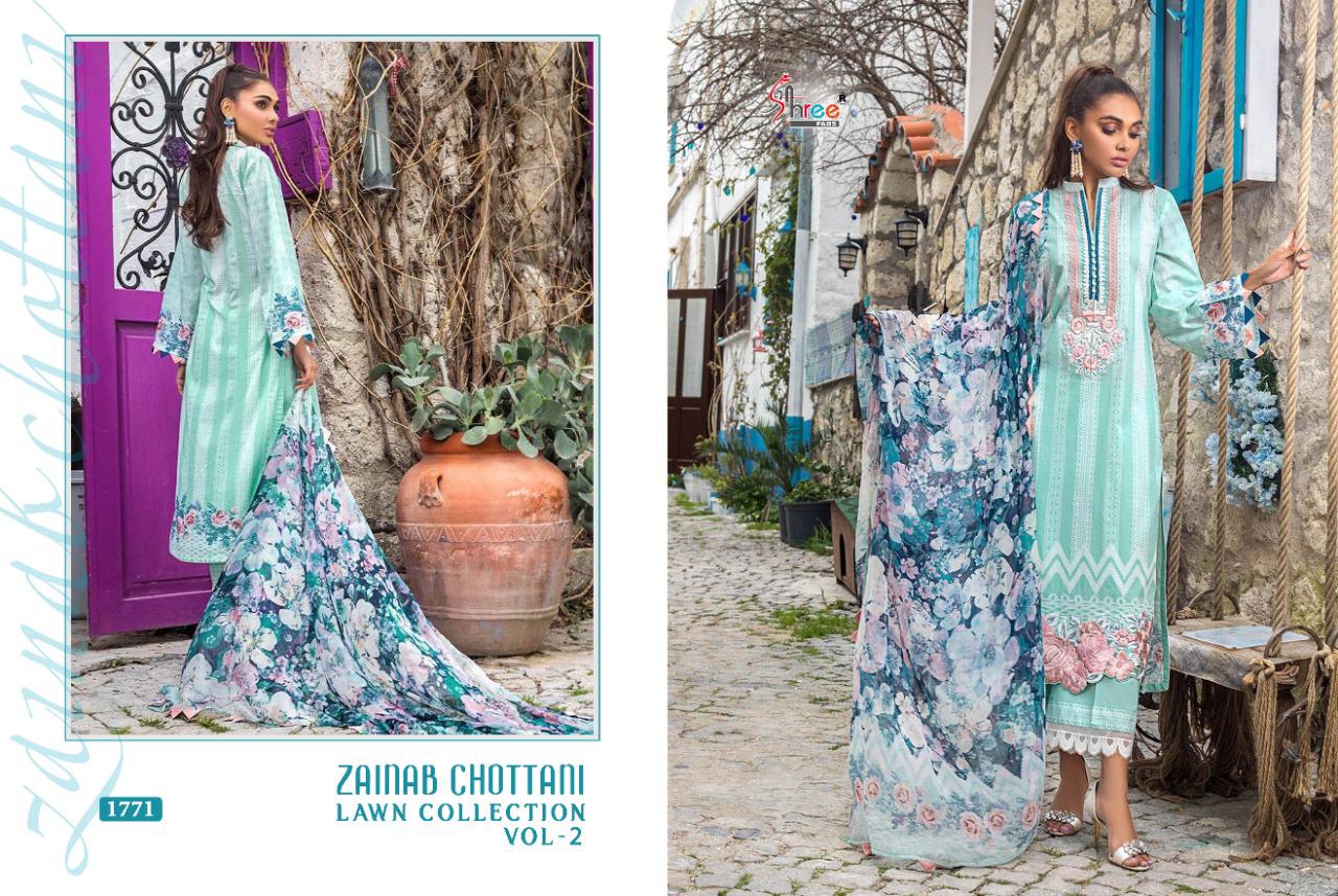 shree fab zainab chottani lawn collection vol 2 lawan cotton decent look salwar suit with siffon dupatta catalog