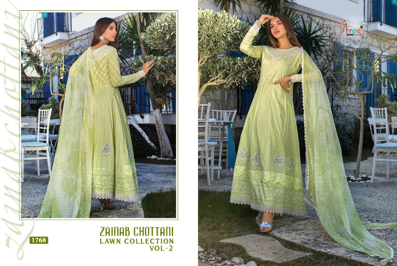 shree fab zainab chottani lawn collection vol 2 lawan cotton decent look salwar suit with siffon dupatta catalog