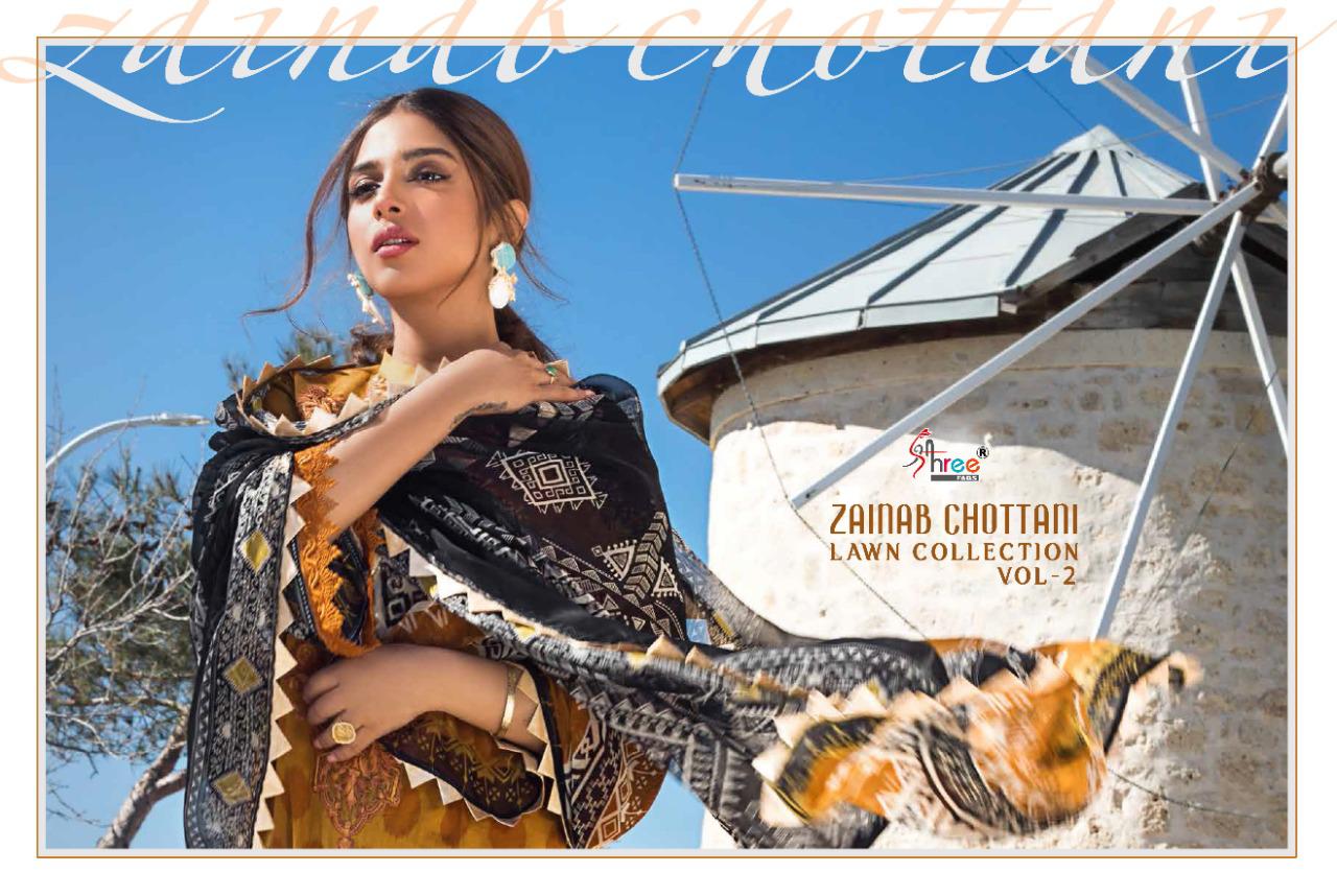 shree fab zainab chottani lawn collection vol 2 lawan cotton decent look salwar suit with siffon dupatta catalog