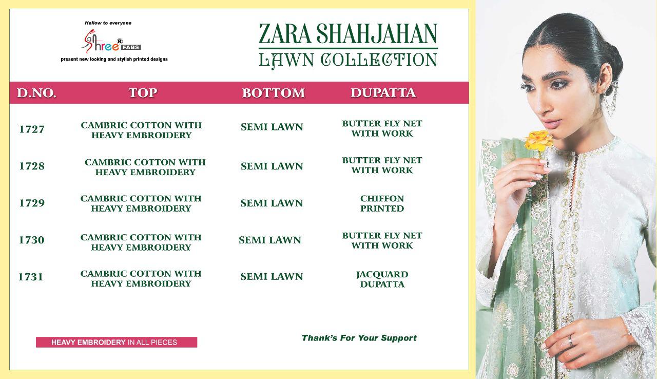 shree fab zara shahjahan lawn collection pure lawn innovative style salwar suit catalog