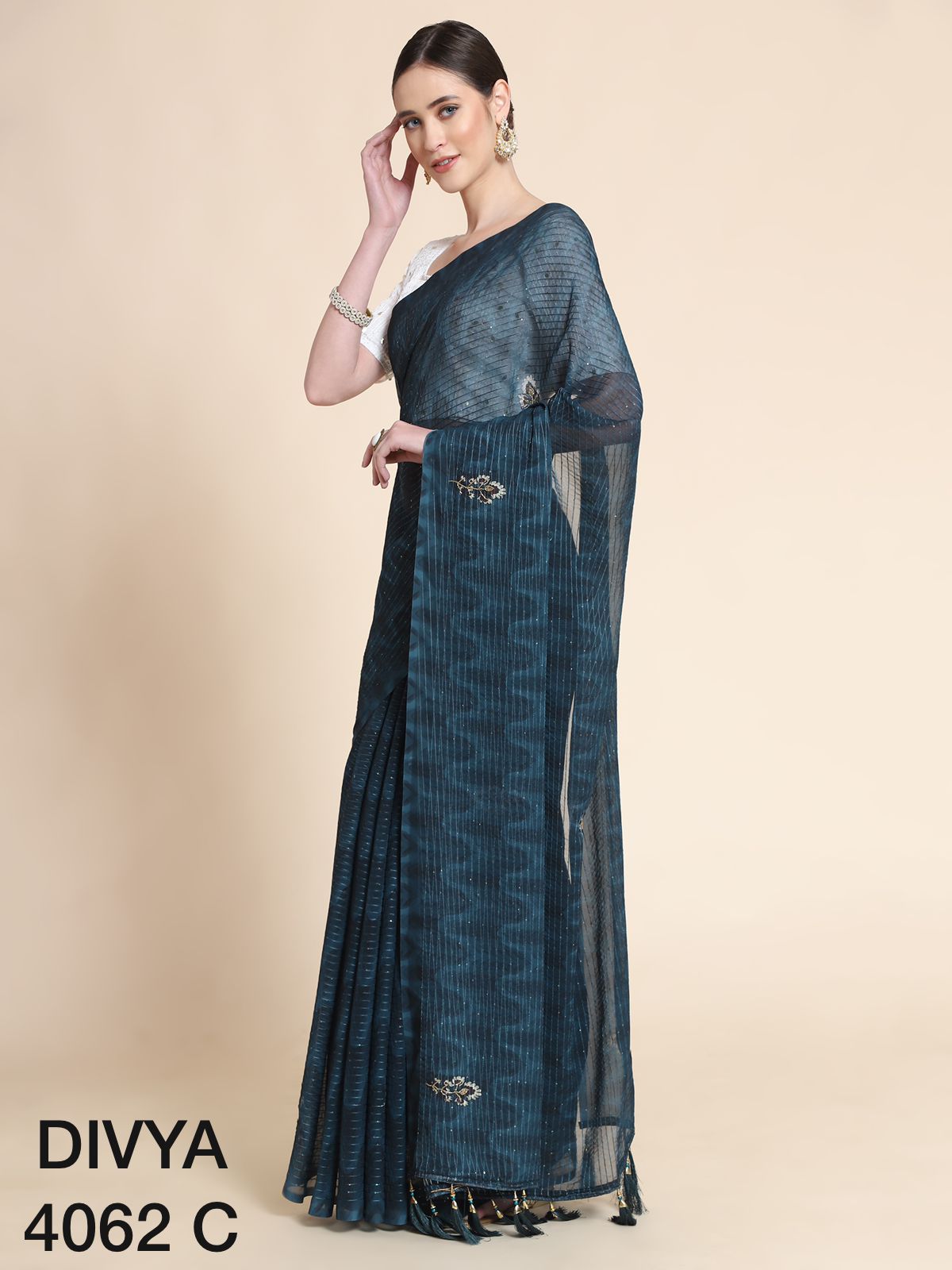 the style divya 4062 turkey gerogette decent look saree catalog