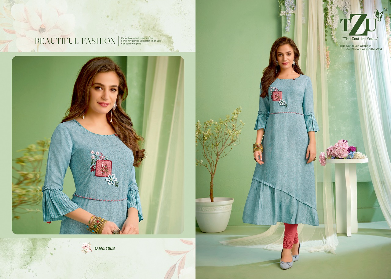 tzu heet cotton classic trendy look kurti catalog