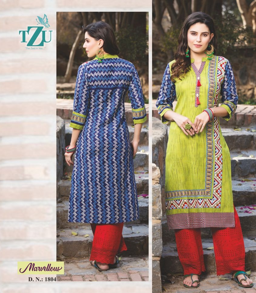 tzu marvellous 1001 TO 1006 rayon new and modern style kurti catalog