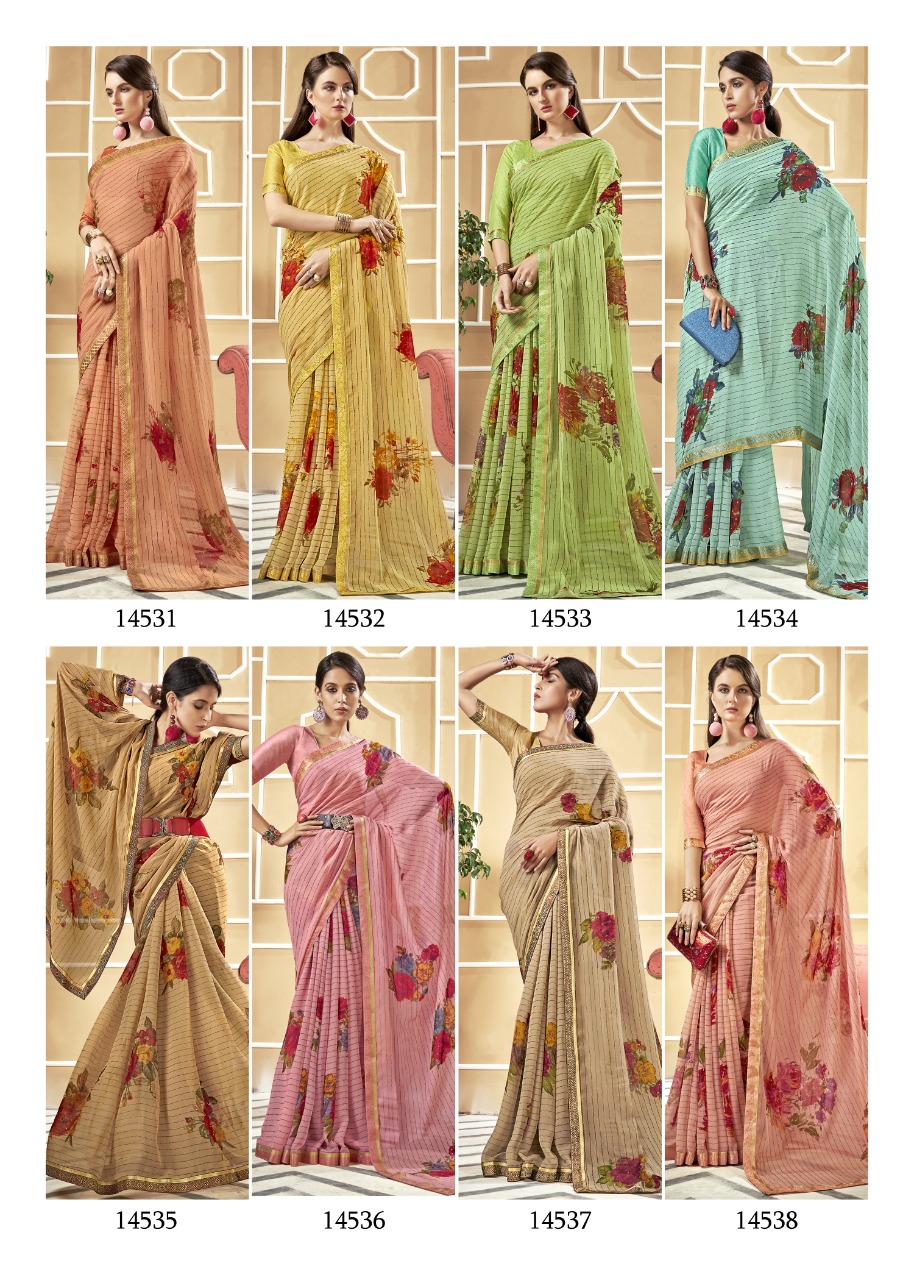 vallabhi print miniflora chiffon astonishing saree catalog