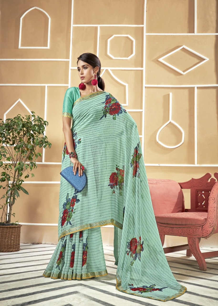 vallabhi print miniflora chiffon astonishing saree catalog