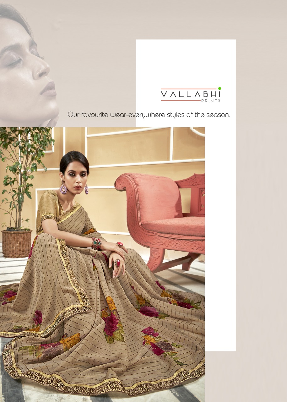 vallabhi print miniflora chiffon astonishing saree catalog