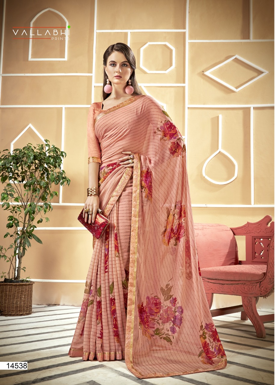 vallabhi print miniflora chiffon astonishing saree catalog