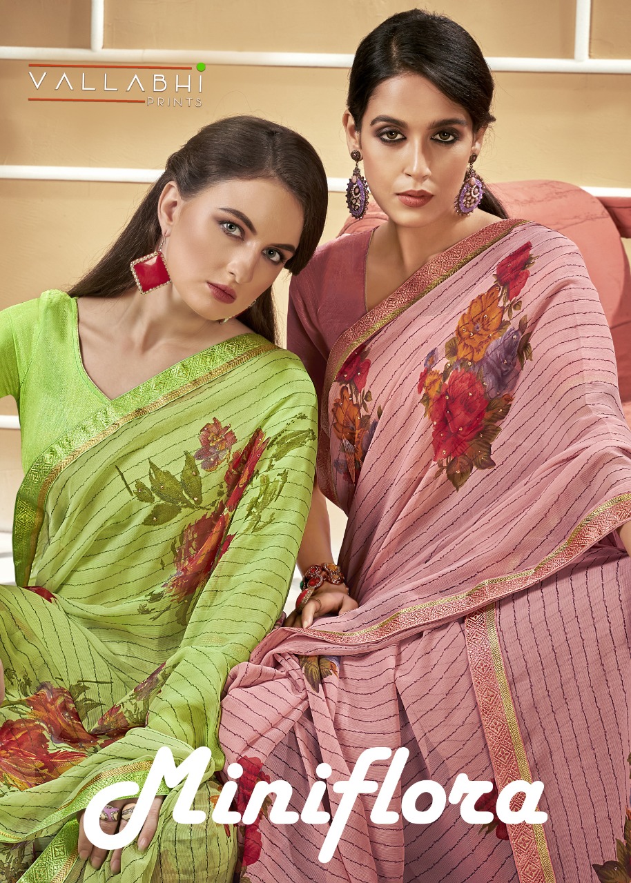 vallabhi print miniflora chiffon astonishing saree catalog