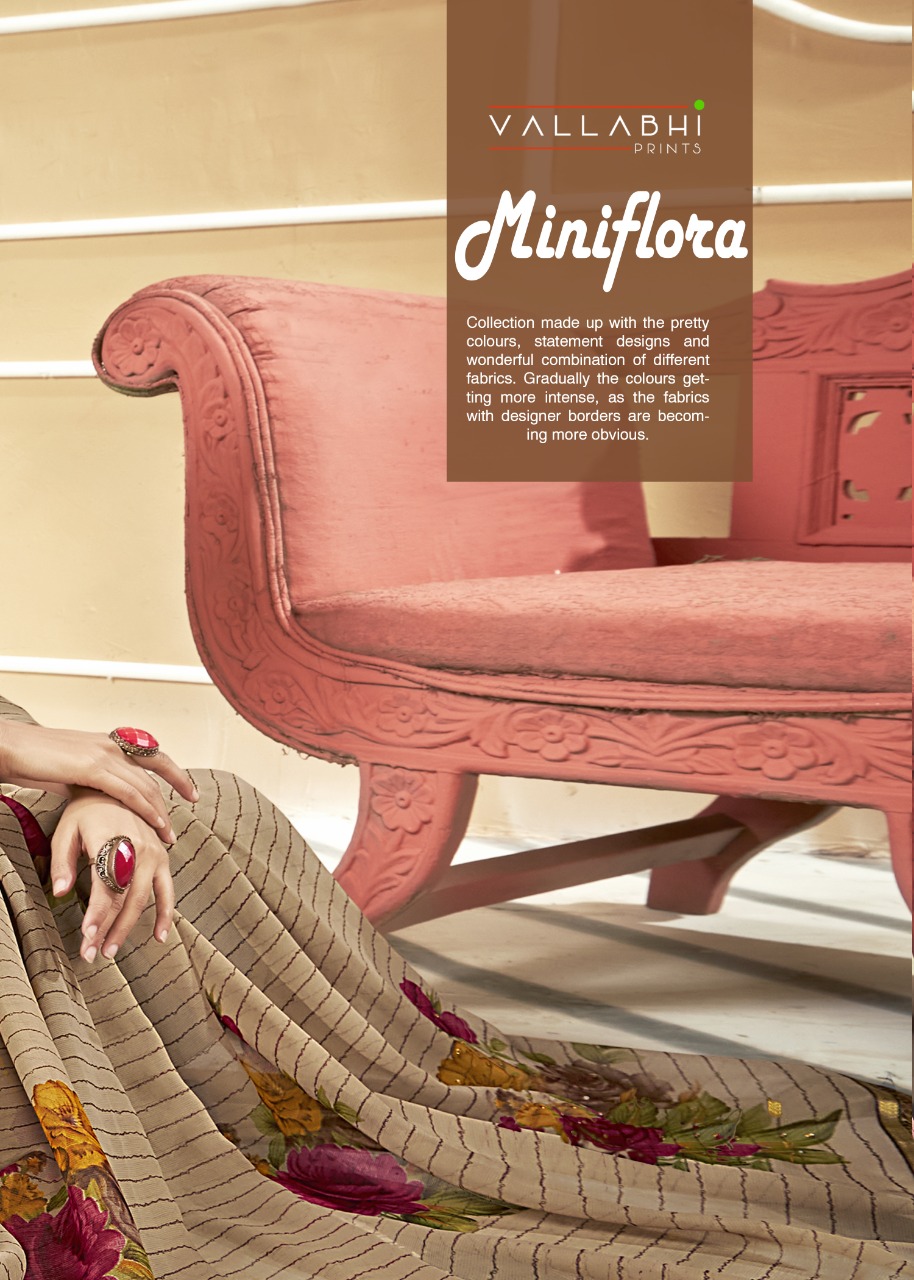 vallabhi print miniflora chiffon astonishing saree catalog