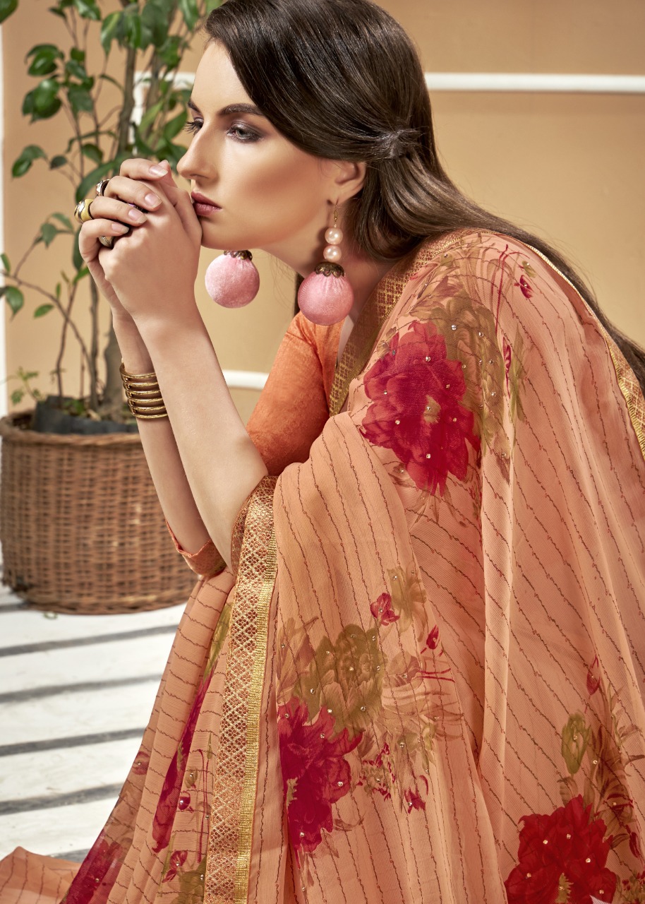 vallabhi print miniflora chiffon astonishing saree catalog