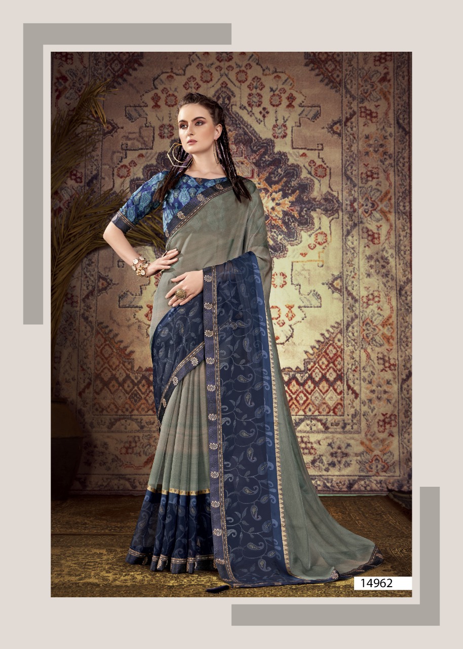 vallabhi print twitter chiffon regal look saree catalog