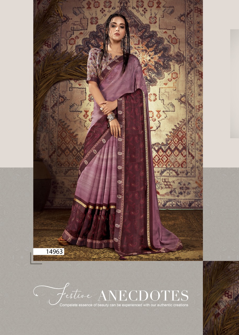 vallabhi print twitter chiffon regal look saree catalog