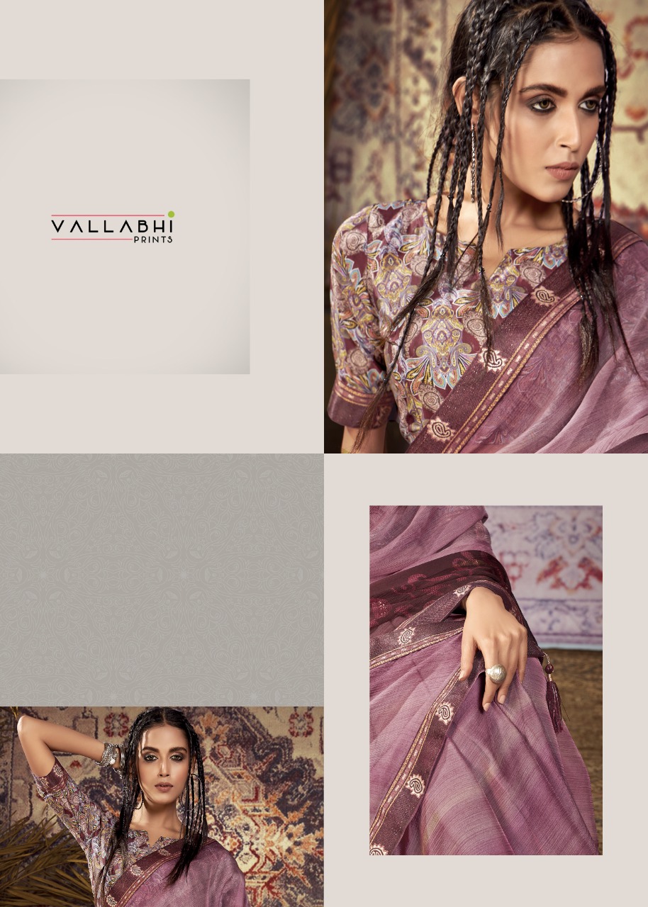 vallabhi print twitter chiffon regal look saree catalog