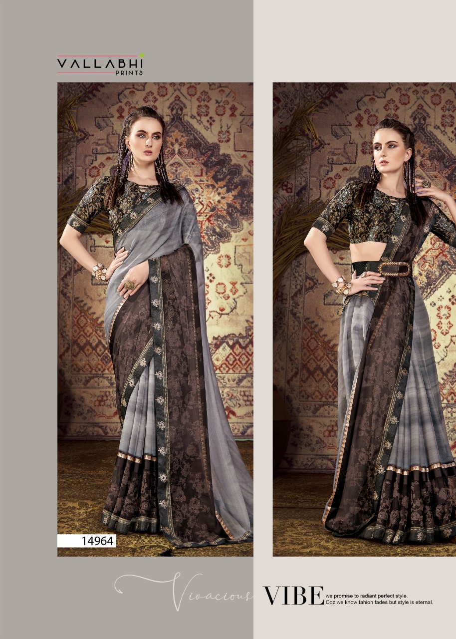 vallabhi print twitter chiffon regal look saree catalog