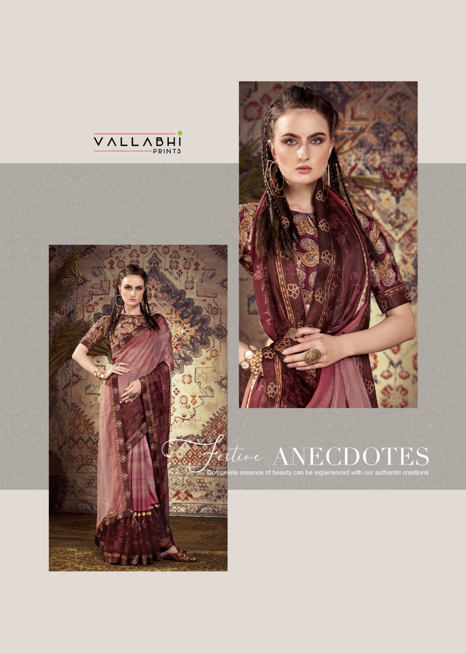 vallabhi print twitter chiffon regal look saree catalog