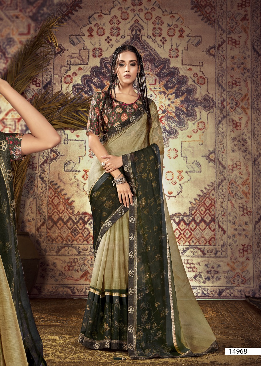 vallabhi print twitter chiffon regal look saree catalog