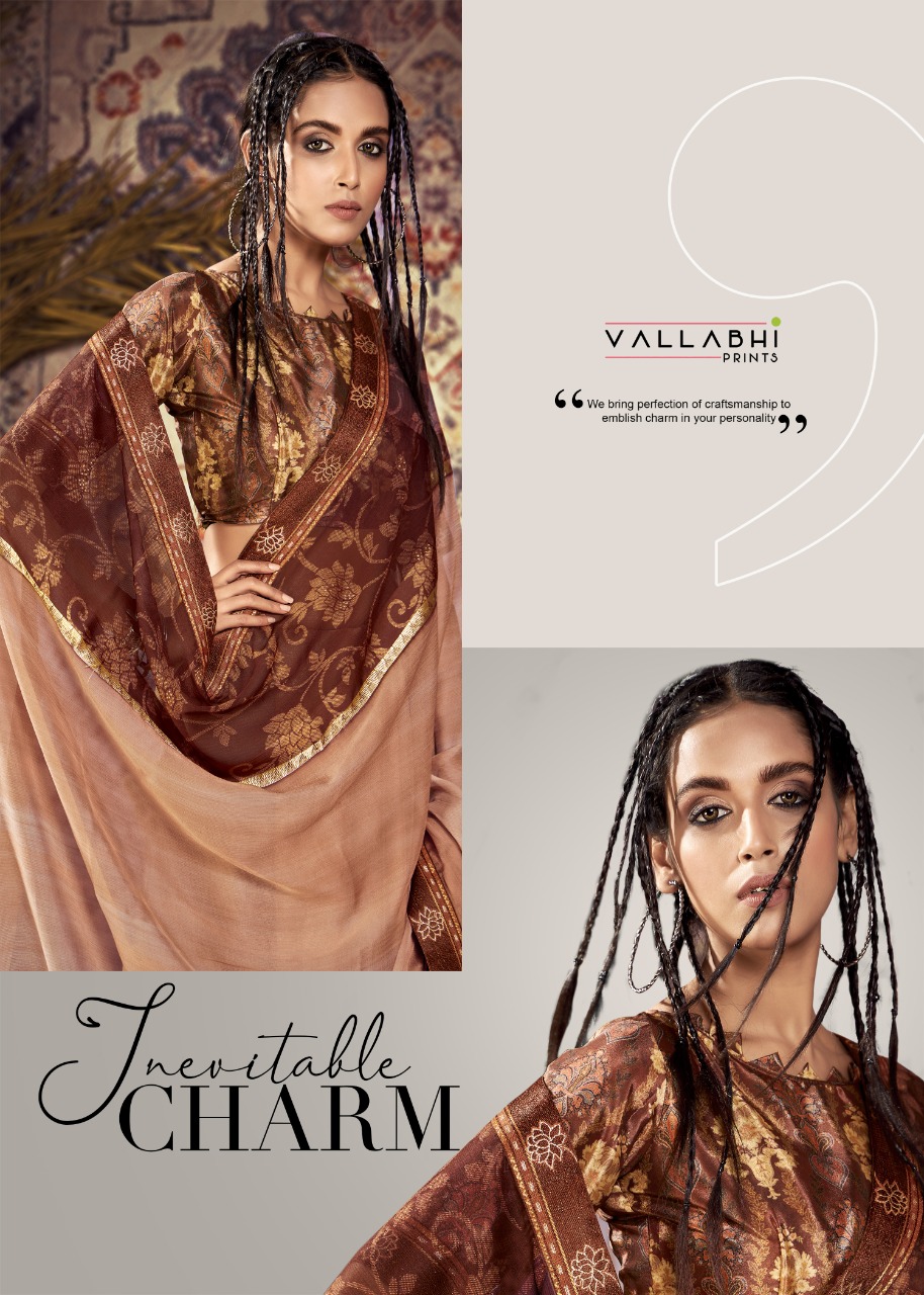 vallabhi print twitter chiffon regal look saree catalog