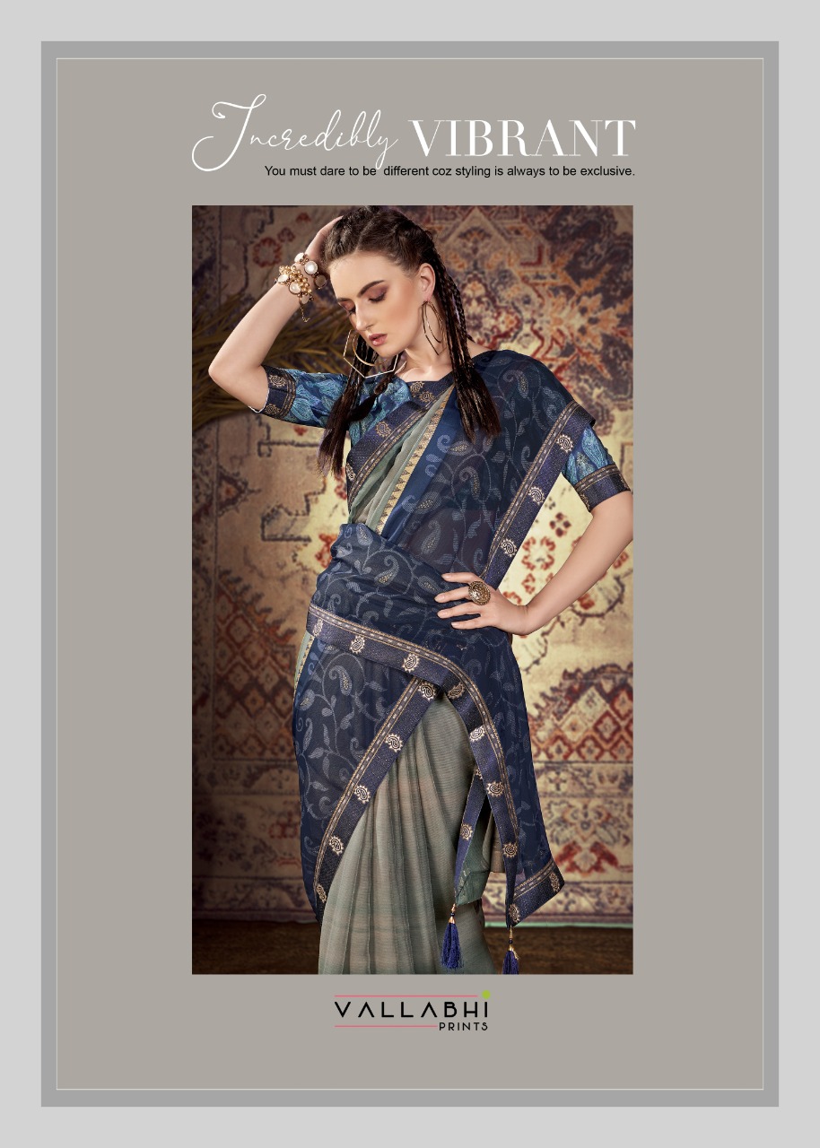 vallabhi print twitter chiffon regal look saree catalog