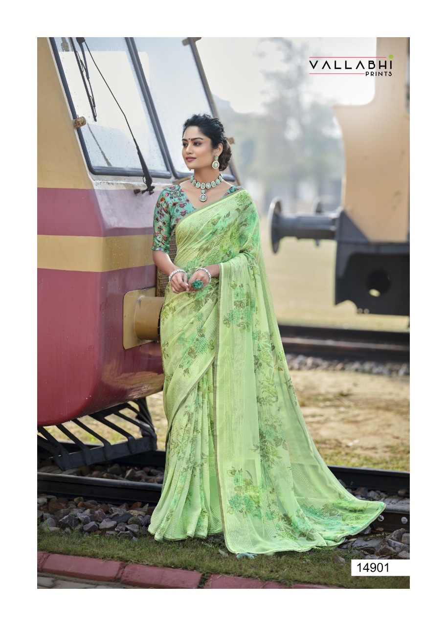 vallabhi print women life krochet graceful look saree catalog