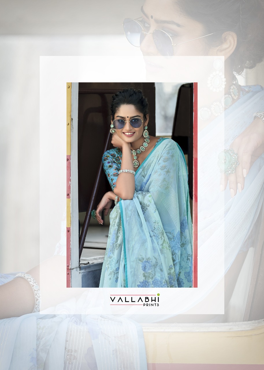 vallabhi print women life krochet graceful look saree catalog