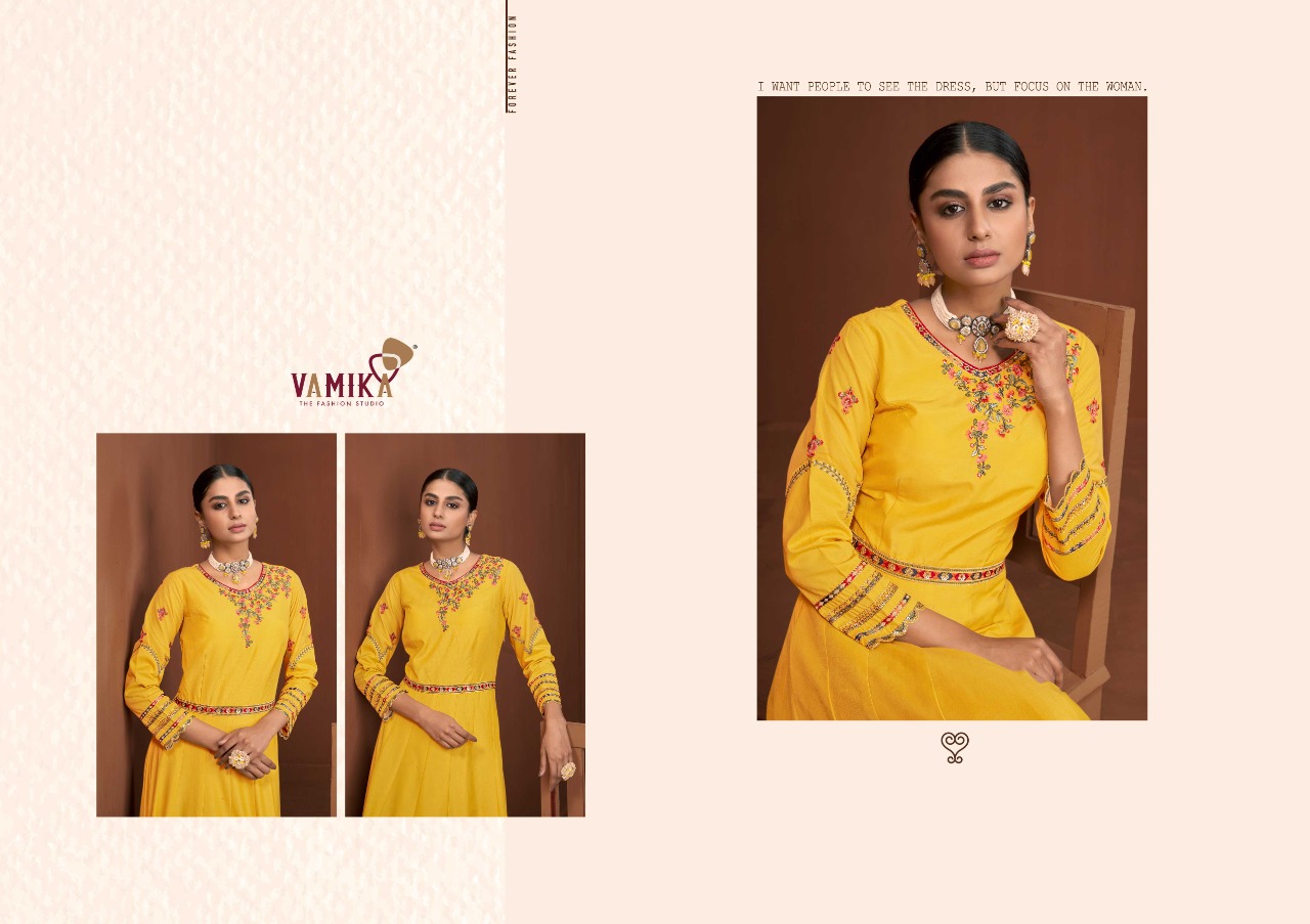 vamika nx amorina vol 7 D NO 22032 To 22036 maslin silk elegant top catalog