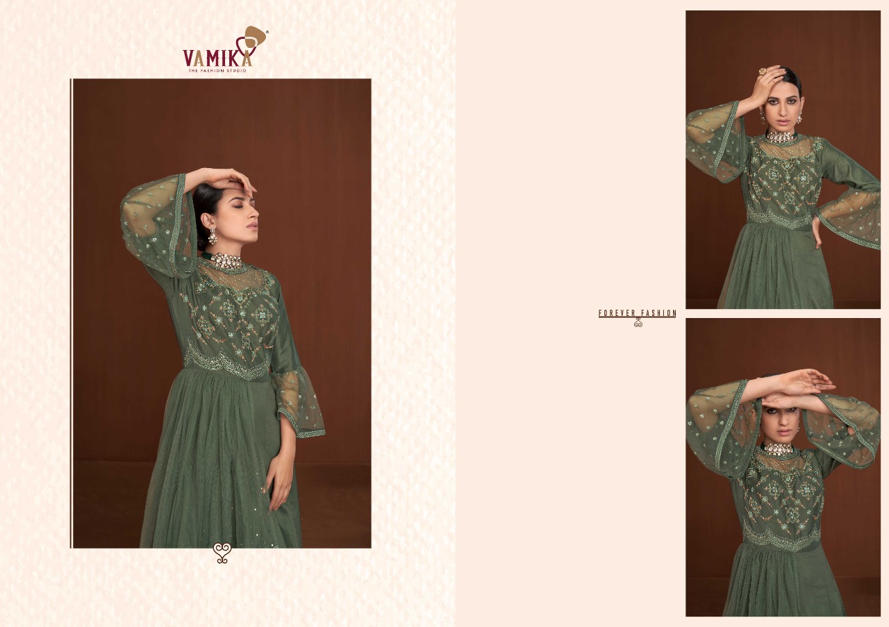 vamika nx amorina vol 7 D NO 22032 To 22036 maslin silk elegant top catalog