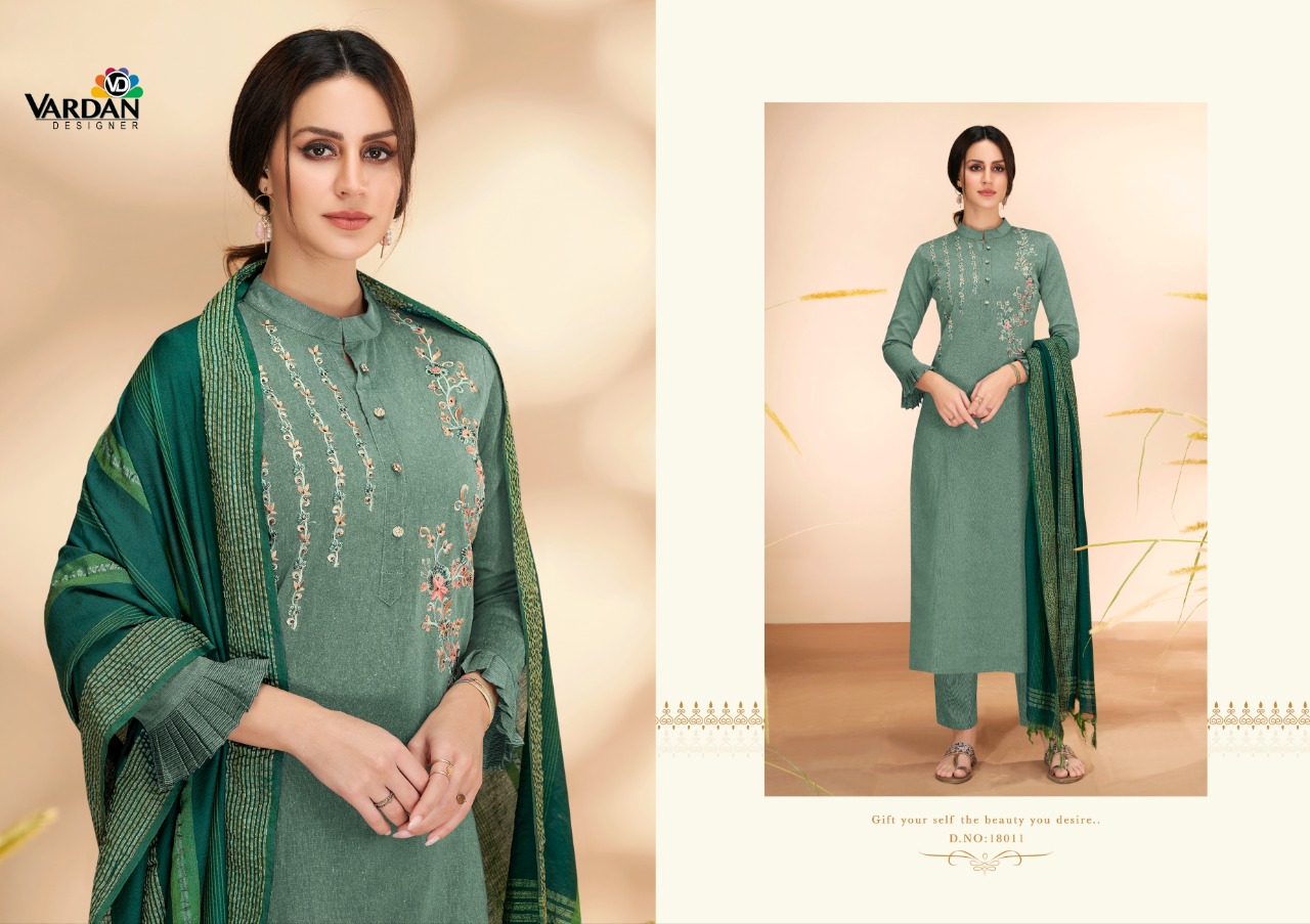 vardan designer radhika vol 2 cotton decent look top with bottom and dupatta catalog