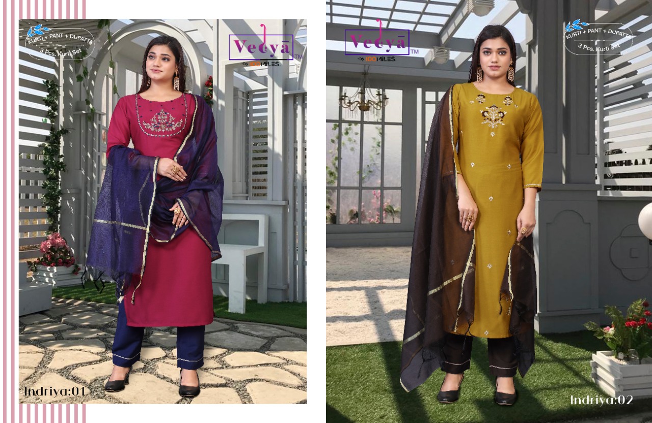 vedya indriya silk astonishing top with pant and dupatta catalog