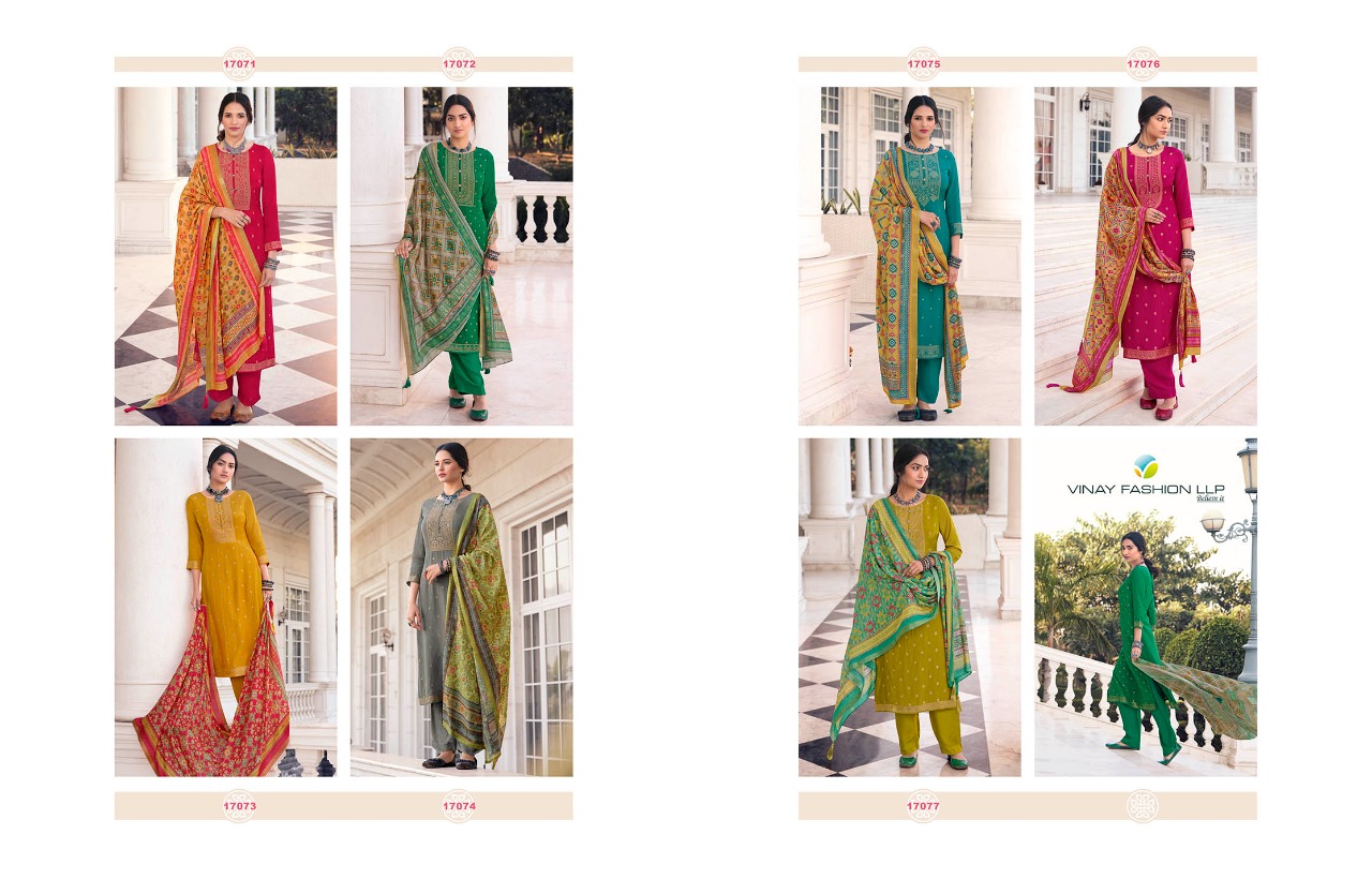 vinay fashion kervin aura silk gorgeous look salwar suit catalog