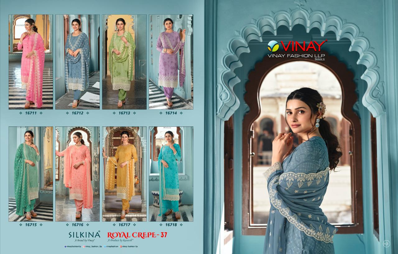 vinay fashion silkina Royal Crepe 37 Royal Crepe catchy look salwar suit catalog