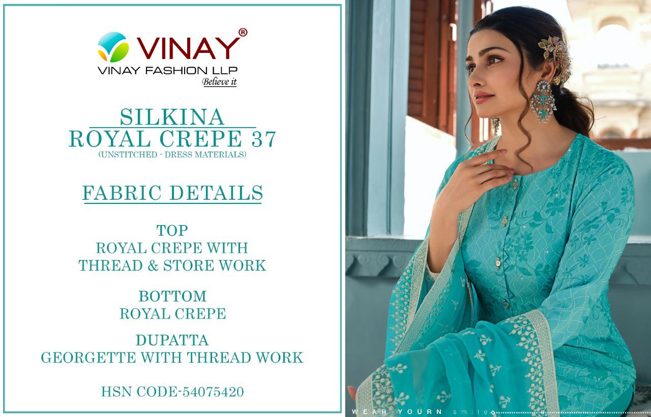 vinay fashion silkina Royal Crepe 37 Royal Crepe catchy look salwar suit catalog