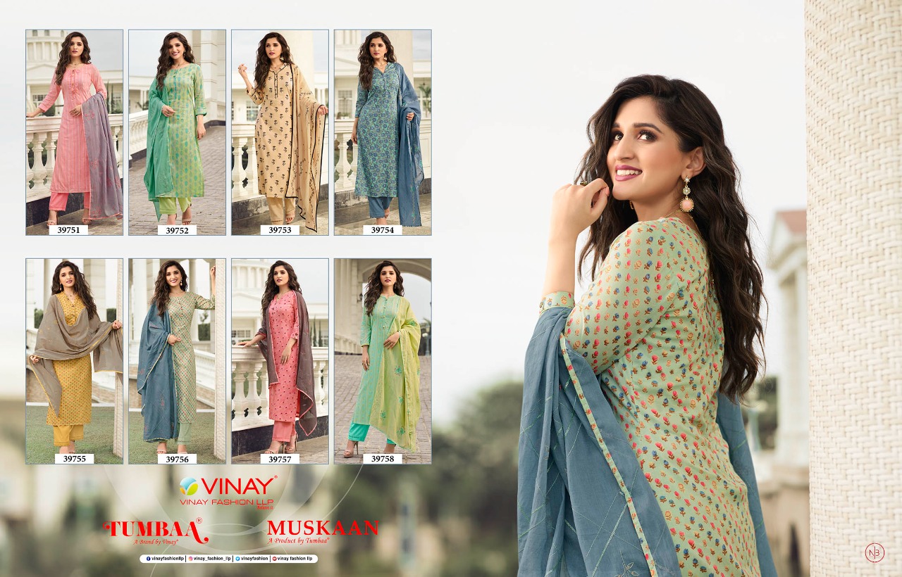 vinay fashion tumbaa muskaan cotton classic trendy look top with bottom and dupatta catalog