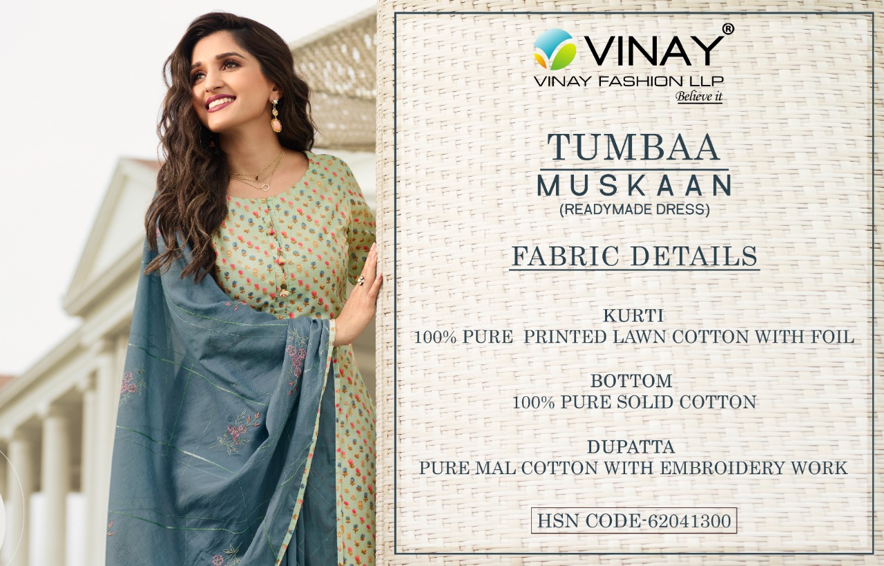 vinay fashion tumbaa muskaan cotton classic trendy look top with bottom and dupatta catalog