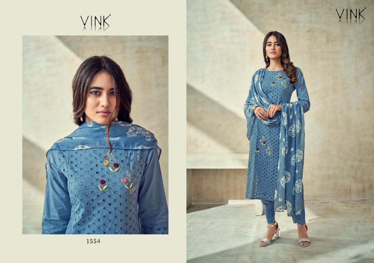 vink chikankari  2 cotton authentic fabric top with pant and dupatta catalog