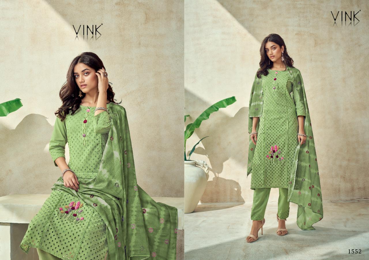 vink chikankari  2 cotton authentic fabric top with pant and dupatta catalog