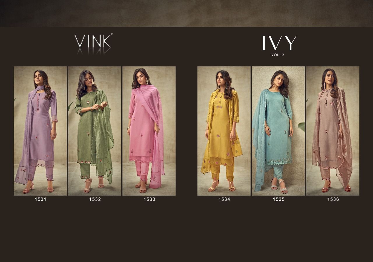 vink ivy vol 2 chinnon elegant top with pant and dupatta catalog