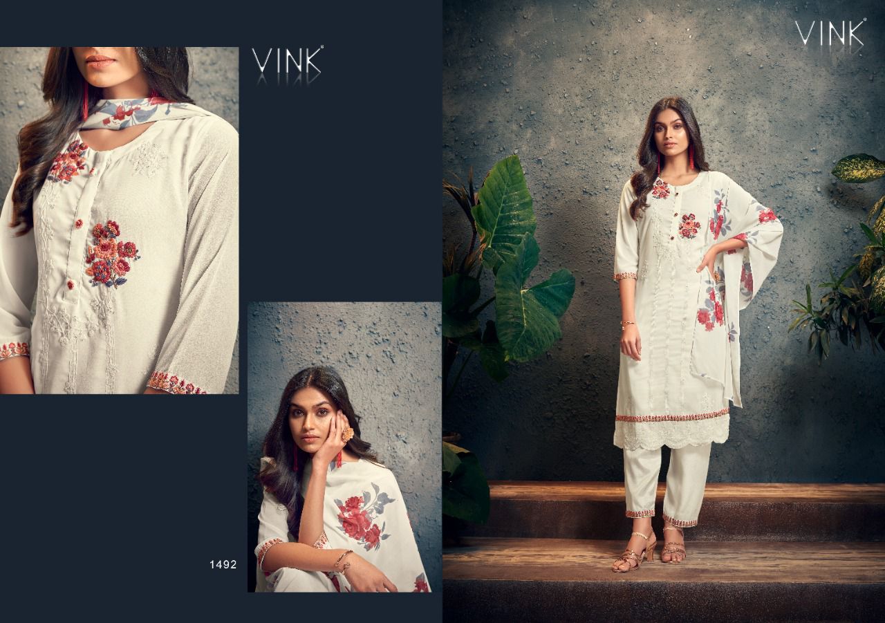 vink phulkari georgette astonishing top with pant and dupatta catalog