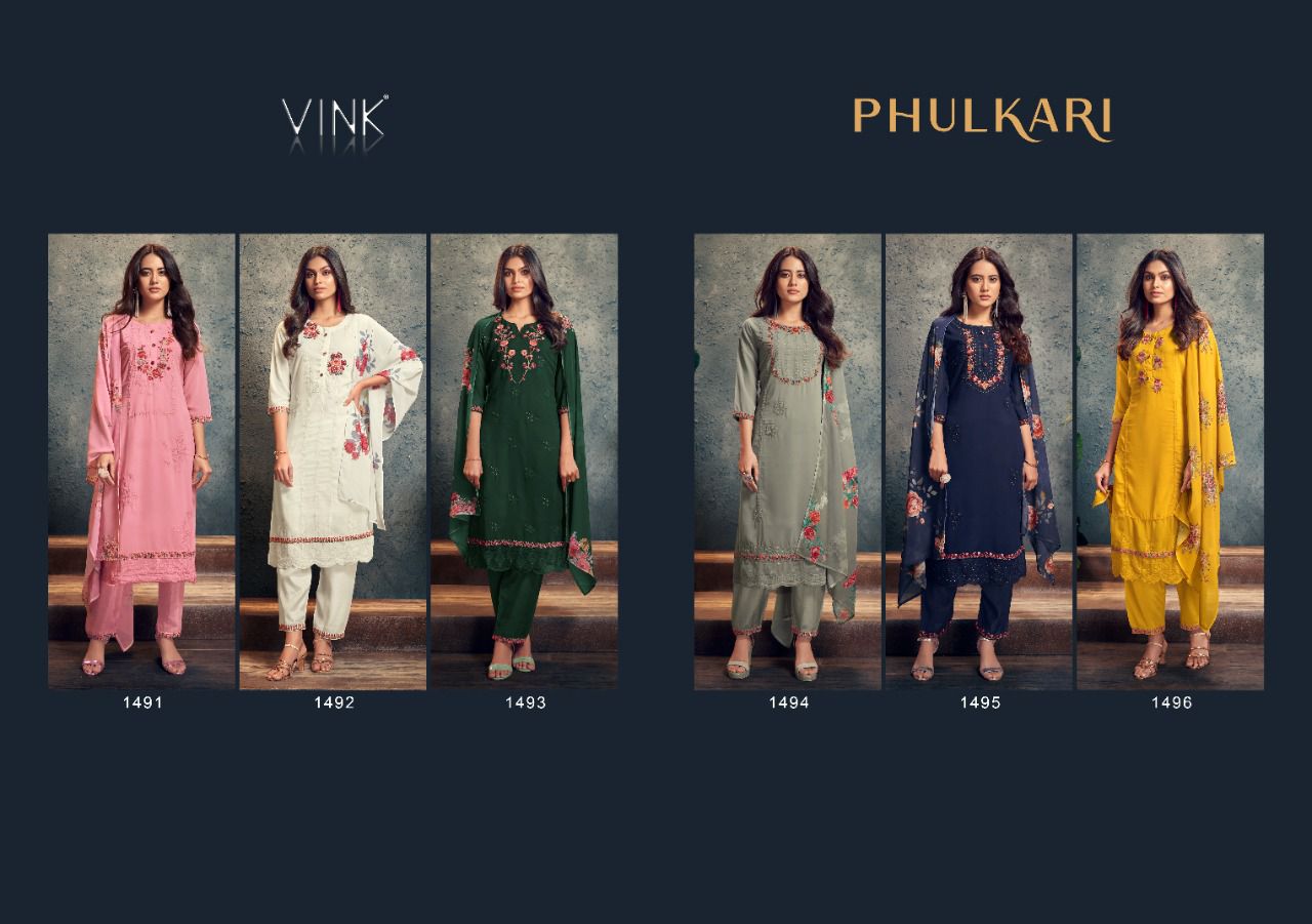 vink phulkari georgette astonishing top with pant and dupatta catalog