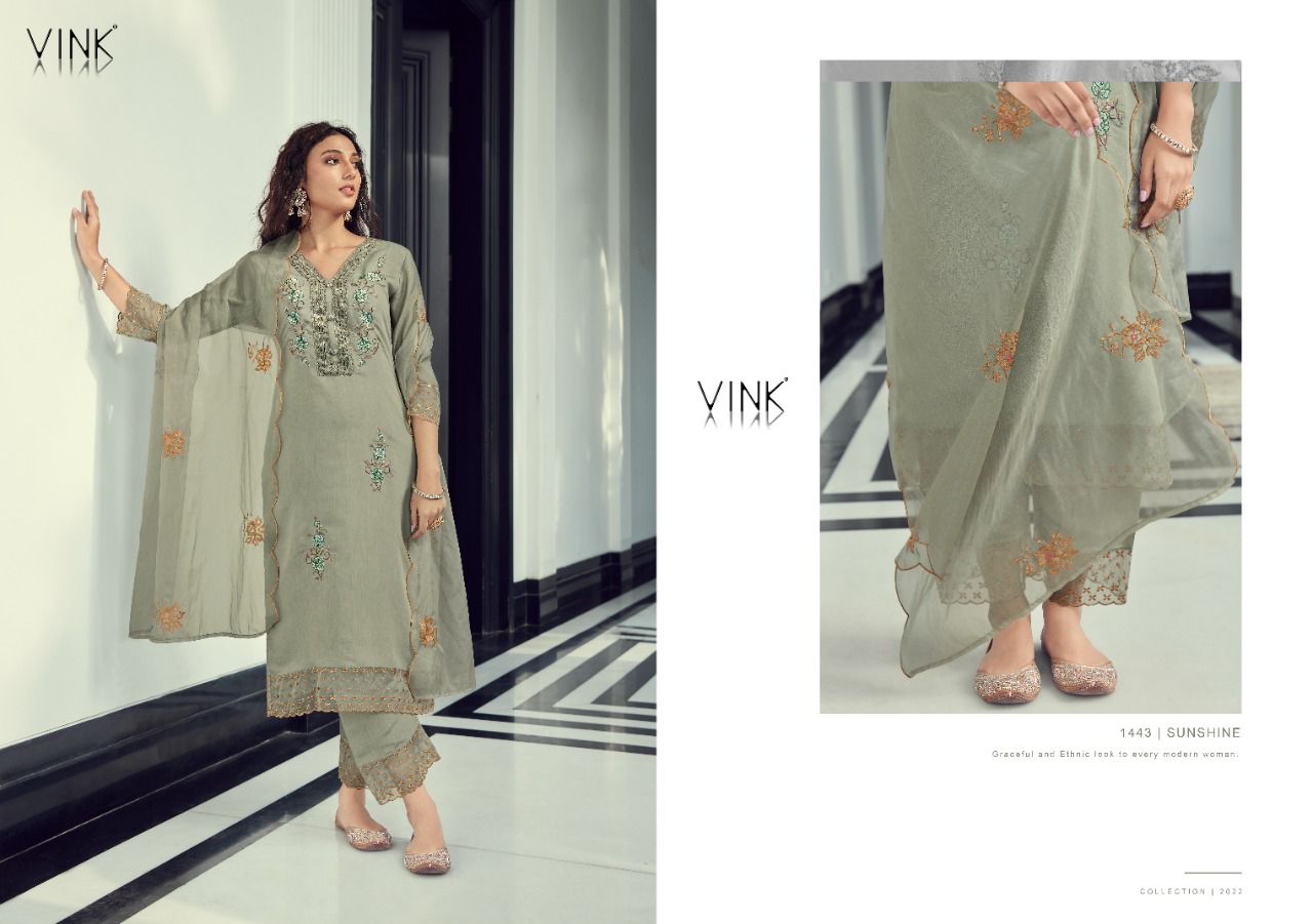 vink sunshine silk classic trendy look top bottom wiyh dupatta catalog